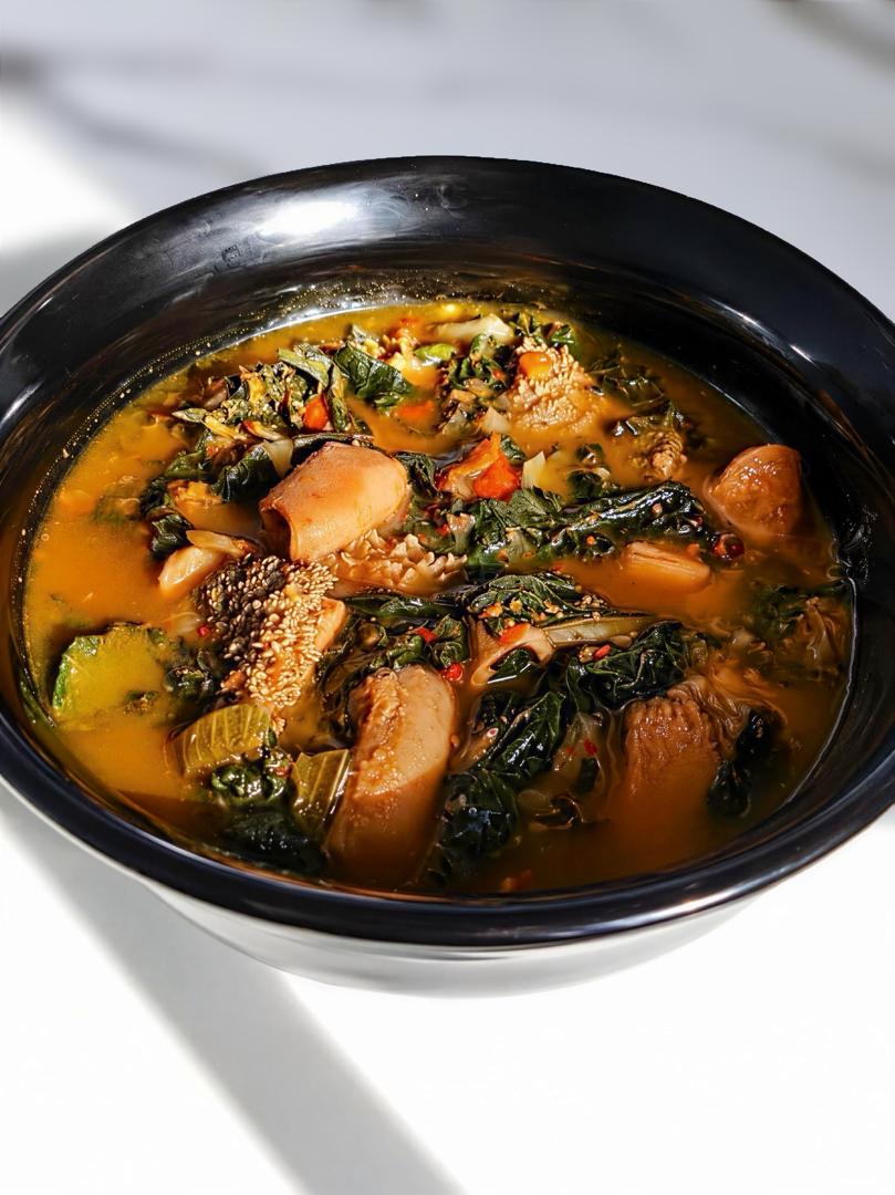 A hearty bowl of vegetable soup